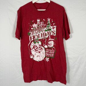 Universal Studios Happy Holidays Christmas Red Shirt Size Large Macy's Parade